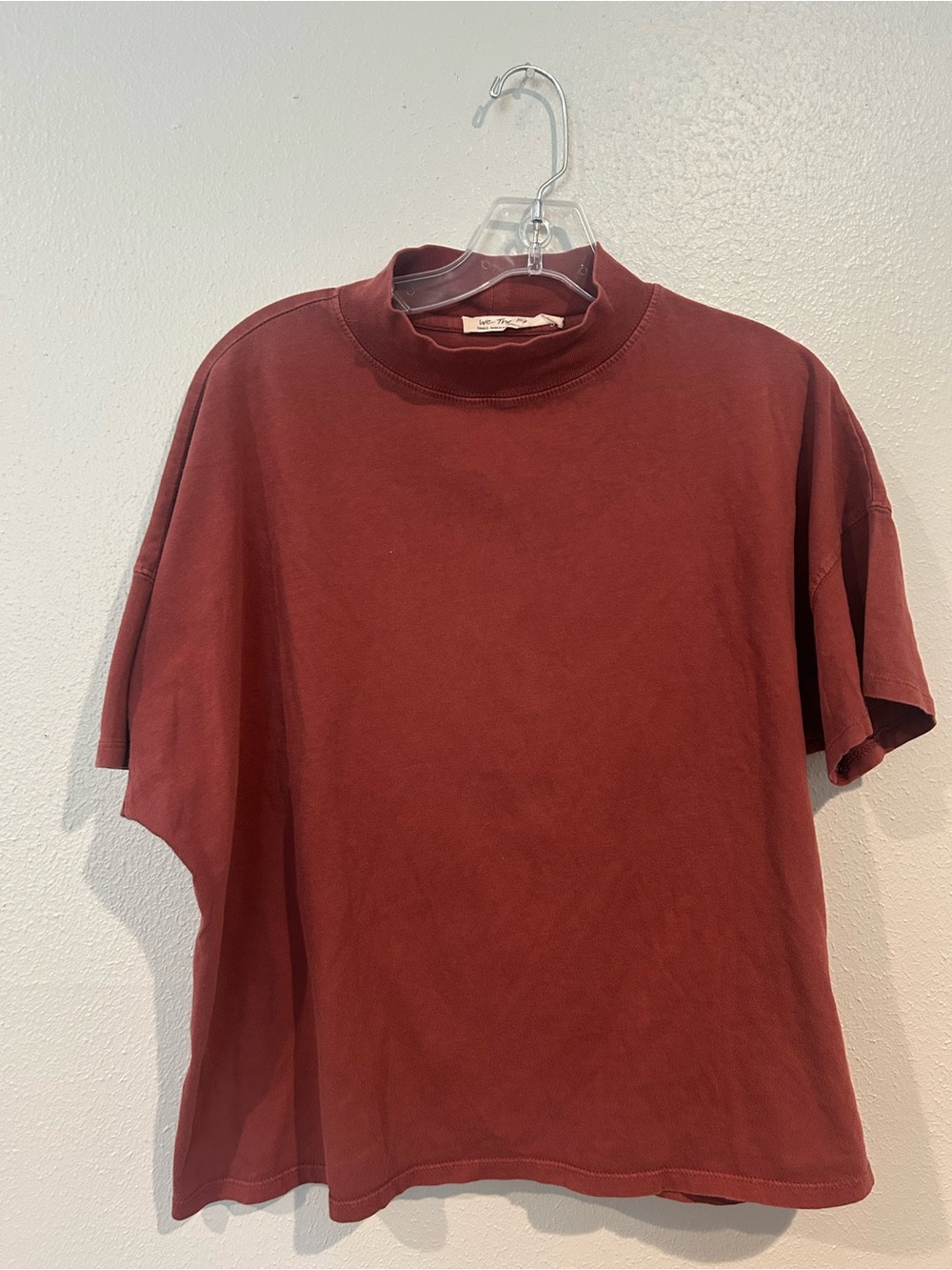 We The Free Short Sleeve Mock Neck Top in Rust Brown